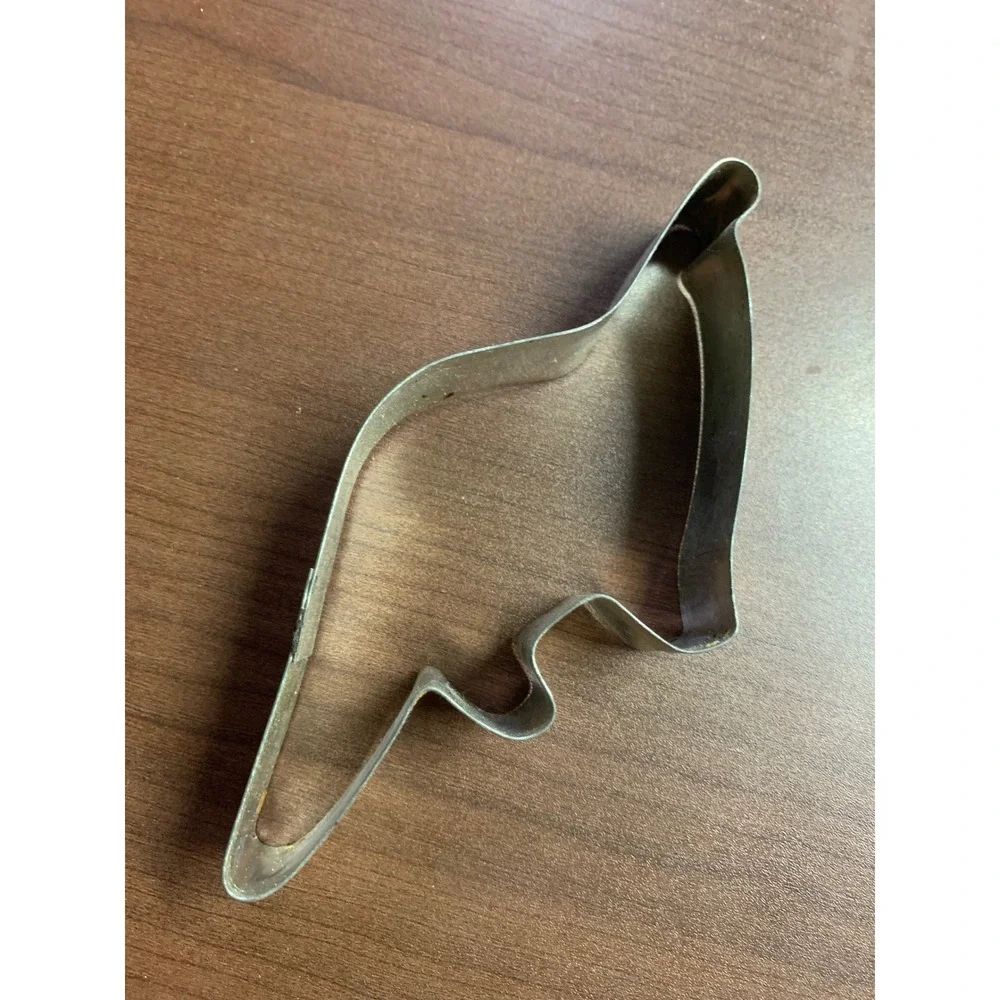 Vintage Dinosaur Metal Cookie Cutter Set Silver 6 Piece Prehistoric Shapes